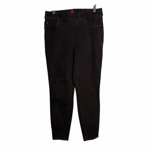 Spanx Ankle Skinny Jeans Clean Black Size Large #20278R Pull-On Shaping Denim